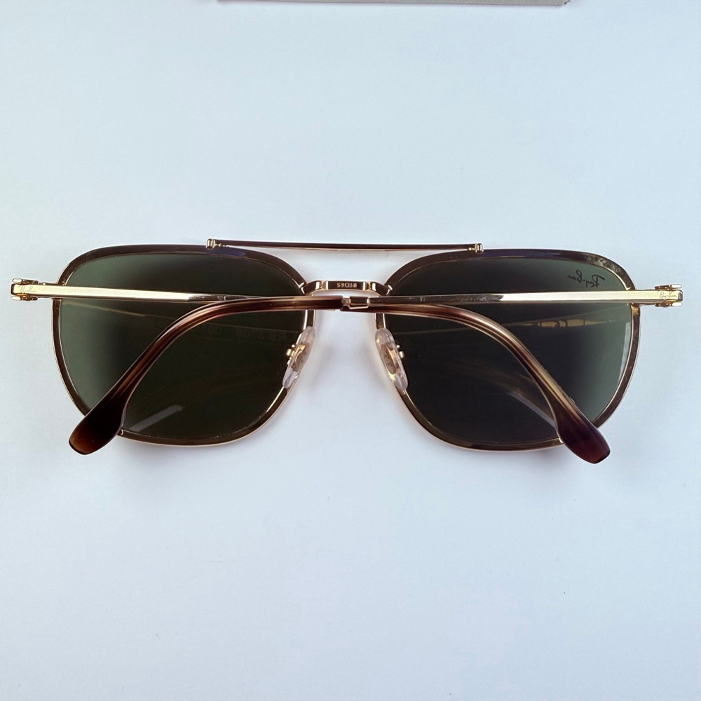 Authentic Ray-Ban RB3708 Gold Metal Rectangle Caravan Aviator Arista Sunglasses - Picture 7 of 13